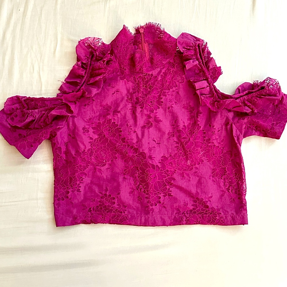 ❤️KIM SHUI❤️lace open shoulder top